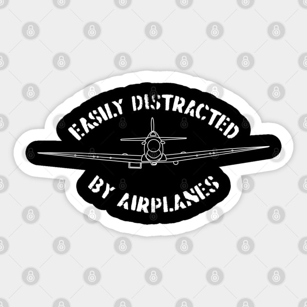 Easily distracted by airplanes Sticker by BearCaveDesigns